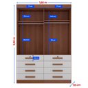 Ver imagem 6 de Guarda-Roupa Solteiro MDF 4 Portas 8 Gavetas Marselha Plus Marrom/Castanho/Off White