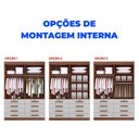 Ver mais imagens de Guarda-Roupa Solteiro MDF 4 Portas 8 Gavetas Marselha Plus Marrom/Castanho/Off White