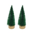 Ver imagem 1 de Jogo 2 Mini Árvore Natal Verde Base Tronco Madeira 16cm - Art Christmas