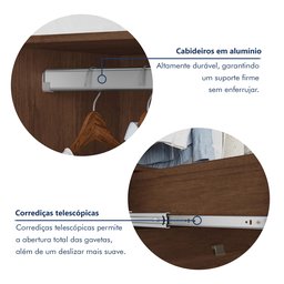 Guarda Roupa Casal MDF 4 Portas 4 Gavetas Bergamo - 7