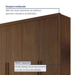 Guarda Roupa Casal MDF 4 Portas 4 Gavetas Bergamo - 8