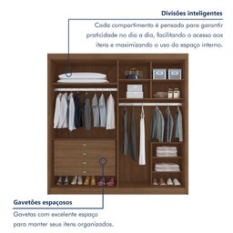 Guarda Roupa Casal MDF 4 Portas 4 Gavetas Bergamo - 10