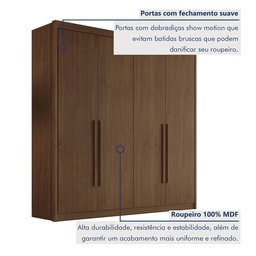 Guarda Roupa Casal MDF 4 Portas 4 Gavetas Bergamo - 9