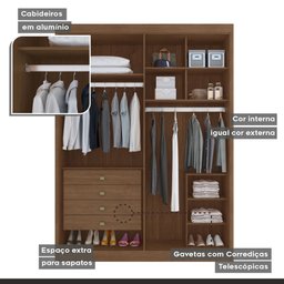 Guarda Roupa Casal 4 Portas 4 Gavetas Bergamo - 8