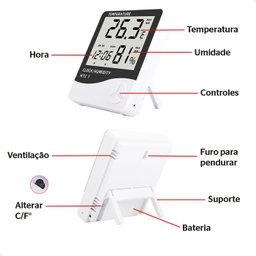 Relógio Termômetro Digital Lcd Termo Higrômetro Lorben Alarme Medidor de Temperatura Umidade - 6