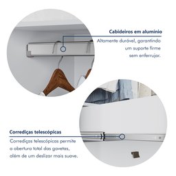 Guarda Roupa Casal MDF 4 Portas 4 Gavetas Bergamo - 7