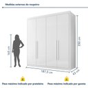 Ver imagem 4 de Guarda Roupa Casal 100% MDF 4 Portas e 4 Gavetas Bergamo Branco