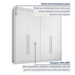 Guarda Roupa Casal MDF 4 Portas 4 Gavetas Bergamo - 9
