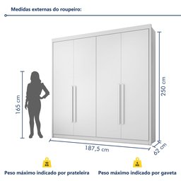 Guarda Roupa Casal MDF 4 Portas 4 Gavetas Bergamo - 5