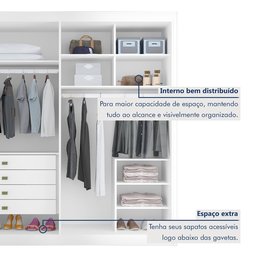 Guarda Roupa Casal MDF 4 Portas 4 Gavetas Bergamo - 12