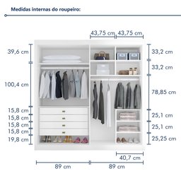 Guarda Roupa Casal MDF 4 Portas 4 Gavetas Bergamo - 4