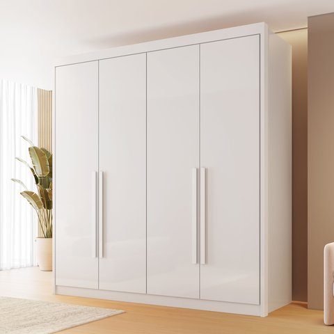 Guarda Roupa Casal MDF 4 Portas 4 Gavetas Bergamo
