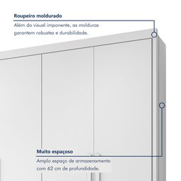 Guarda Roupa Casal MDF 4 Portas 4 Gavetas Bergamo - 8
