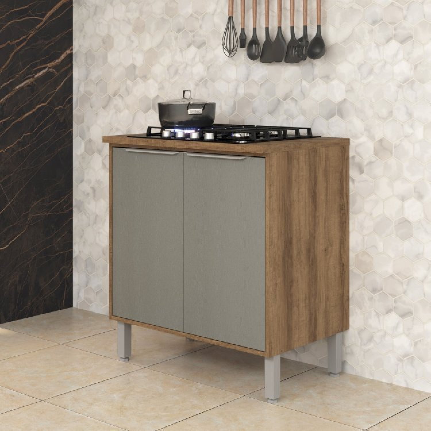 Cozinha Modulada 6 Peças 15 Portas 5 Gavetas Lavínia | MadeiraMadeira