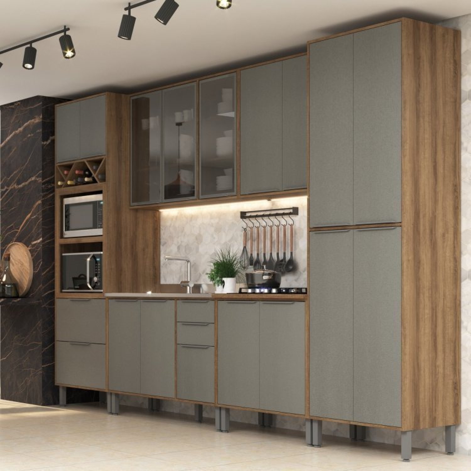 Cozinha Modulada 6 Peças 15 Portas 5 Gavetas Lavínia | MadeiraMadeira