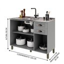 Ver imagem 2 de Balcão 1,20cm com 3 Portas 2 Gavetas sem Tampo 100% Mdf Titânio Fosco Amoudi