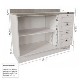 Cozinha Modulada 6 Peças com Tampo, Portas de Vidro e Balcão para Forno CabeCasa MadeiraMadeira - 15