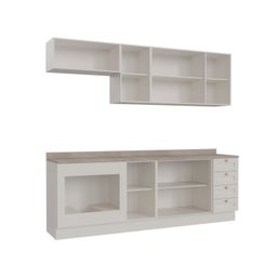 Cozinha Modulada 6 Peças com Tampo, Portas de Vidro e Balcão para Forno CabeCasa MadeiraMadeira - 9