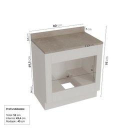 Cozinha Modulada 6 Peças com Tampo, Portas de Vidro e Balcão para Forno CabeCasa MadeiraMadeira - 17