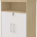 Ver imagem 4 de Kit 2 Armários Multiuso Office 2 Portas E Nicho Atria Executiva A02 Carvalho Branco - Lyam Decor