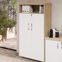 Ver imagem 2 de Kit 2 Armários Multiuso Office 2 Portas E Nicho Atria Executiva A02 Carvalho Branco - Lyam Decor