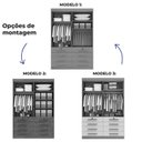 Ver imagem 6 de Guarda Roupa Solteiro 4 Portas 8 Gavetas Marselha Plus Branco