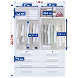 Guarda Roupa Solteiro 4 Portas 8 Gavetas Marselha Plus - 10