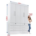Ver imagem 4 de Guarda Roupa Solteiro 4 Portas 8 Gavetas Marselha Plus Branco