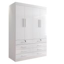 Ver imagem 3 de Guarda Roupa Solteiro 4 Portas 8 Gavetas Marselha Plus Branco