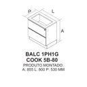 Ver imagem 4 de Balcão 80cm Mdf 1 Porta 1 Gaveta Tampo Recorte Cooktop 5 Bocas com Rodapé em Pvc Inova Ng Itatiaia