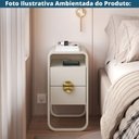 Ver imagem 5 de Mesa de Cabeceira Orgânica Luna Artesano 30 cm (Largura) MDP Off White Duas Gavetas Base Metal