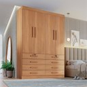 Ver imagem 3 de Guarda Roupa Solteiro MDF 4 Portas 8 Gavetas Marselha Plus