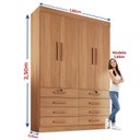 Ver imagem 4 de Guarda Roupa Solteiro MDF 4 Portas 8 Gavetas Marselha Plus Marrom/Cinamomo