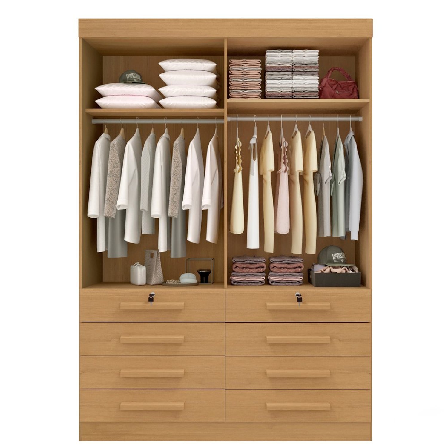 Guarda Roupa Solteiro MDF 4 Portas 8 Gavetas Marselha Plus - 3