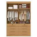 Ver imagem 3 de Guarda Roupa Solteiro MDF 4 Portas 8 Gavetas Marselha Plus