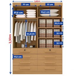 Guarda Roupa Solteiro MDF 4 Portas 8 Gavetas Marselha Plus - 11