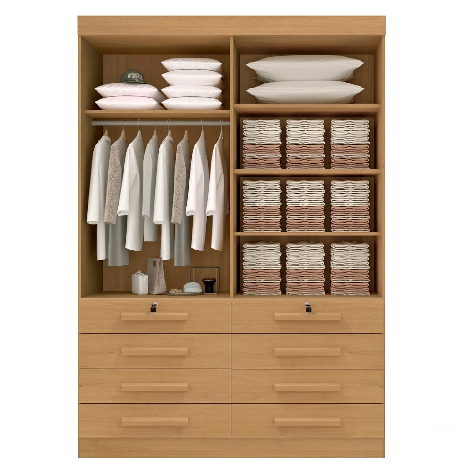 Guarda Roupa Solteiro MDF 4 Portas 8 Gavetas Marselha Plus - 8