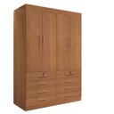 Ver imagem 3 de Guarda Roupa Solteiro MDF 4 Portas 8 Gavetas Marselha Plus Marrom/Cinamomo