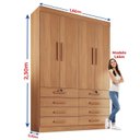 Ver imagem 5 de Guarda Roupa Solteiro MDF 4 Portas 8 Gavetas Marselha Plus