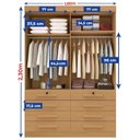 Ver mais imagens de Guarda Roupa Solteiro MDF 4 Portas 8 Gavetas Marselha Plus Marrom/Cinamomo