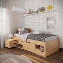 Ver imagem 1 de Cama Solteiro com 3 Gavetas e 1 Mesa de Cabeceira Charme Natural Pine