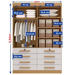 Guarda Roupa Solteiro MDF 4 Portas 8 Gavetas Marselha Plus - 12
