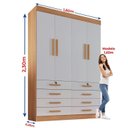 Ver imagem 4 de Guarda Roupa Solteiro MDF 4 Portas 8 Gavetas Marselha Plus Marrom/Cinamomo/Off White