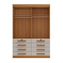 Ver imagem 5 de Guarda Roupa Solteiro MDF 4 Portas 8 Gavetas Marselha Plus Marrom/Cinamomo/Off White