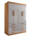 Ver imagem 3 de Guarda Roupa Solteiro MDF 4 Portas 8 Gavetas Marselha Plus Marrom/Cinamomo/Off White