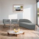 Ver imagem 2 de Kit Divã Luna 160cm Lado Direito e 02 Poltronas Base de Ferro Preto Suede Cinza