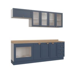 Cozinha Modulada 6 Peças com Tampo, Portas de Vidro e Balcão de Embutir Cabecasa Madeiramadeira - 8