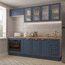 Ver imagem 1 de Cozinha Planejada 6 Peças com Tampo, Portas de Vidro e Balcão de Embutir CabeCasa MadeiraOriginals Azul/Branco