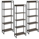 Ver imagem 1 de Kit 3 Estantes Multiuso Industrial 5 Prateleiras Areta 186x60cm C01 Carvalho Dark - Lyam Decor