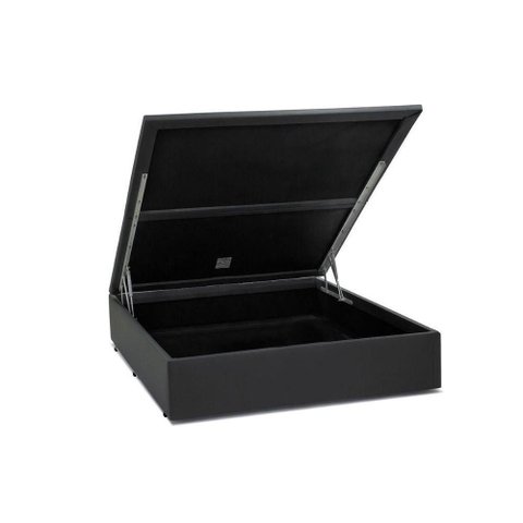 Cama Box Baú Casal Homequeen Corino Cinza 41x138x188